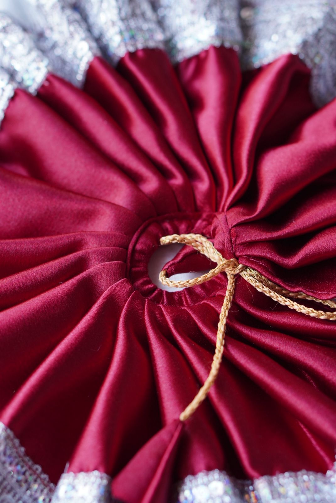 MAROON SATIN BROAD SILVER LACE POSHAK // WITH PAGDI // 100% WASHABLE DRESS