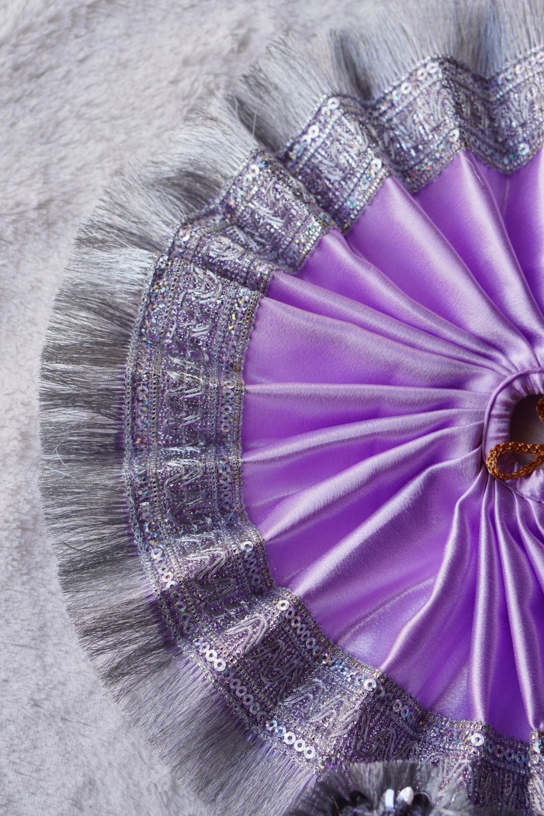 LAVENDER SATIN BROAD SILVER LACE POSHAK//WITH PAGDI//100% WASHABLE DRESS