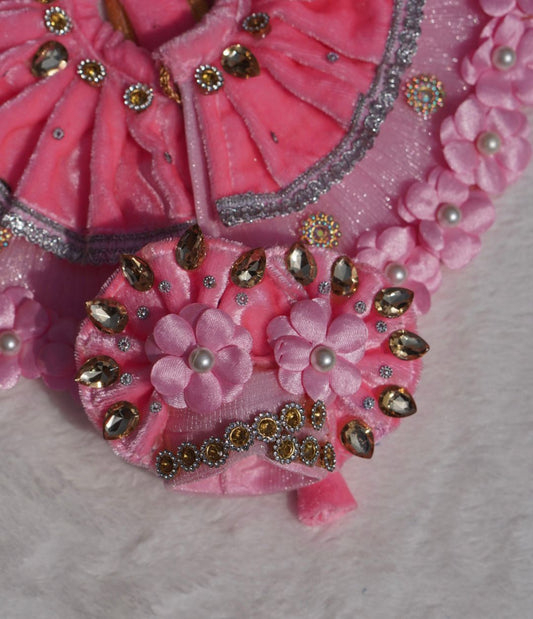 WINTER SPECIAL //PINK VELVET WITH PINK FLOWERS HEAVY POSHAK // WITH PAGDI