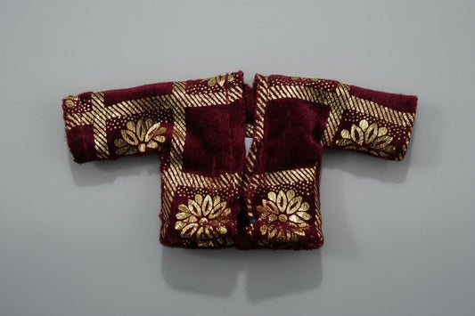 DARK MAROON EMBROIDERY//WINTER VELVET POSHAK//FULL SLEEVES WITH CAP //EASLY WSAHABLE