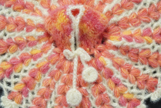 ORANGE WITH CREAM WOOLEN KNITTED//WINTER WOOLEN POSHAK//WITH CAP