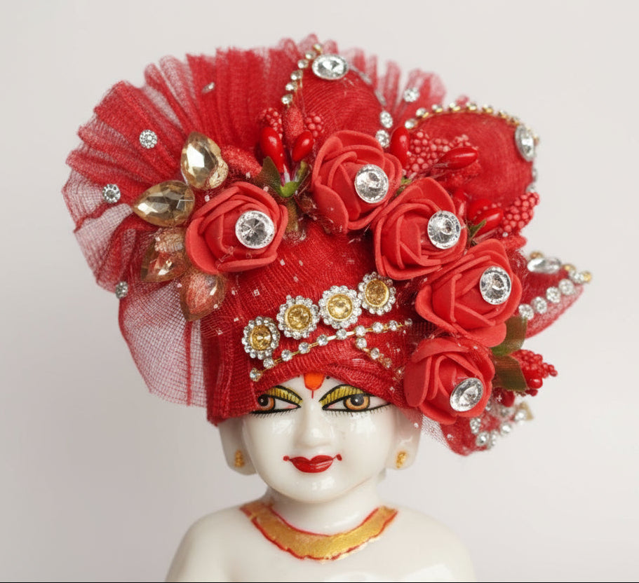 RED RADIANCE RUBY GLITTER PAGDI // ALL SIZES AVAILABLE // WITH HEAVY PASTING