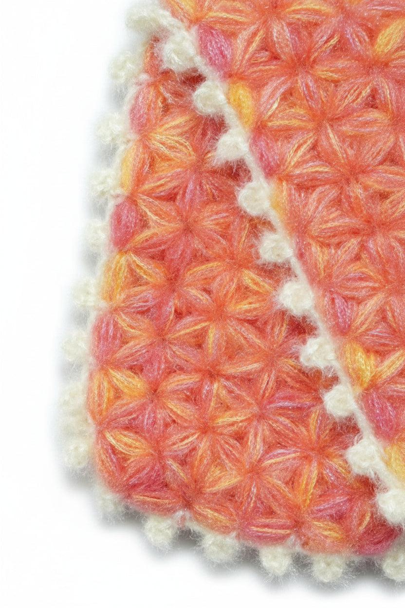 HAND KNITTED PREMIUM ORANGE COLOUR WITH WHITE BORDER SHAWAL//FOR ALL SIZES GOPAL JI