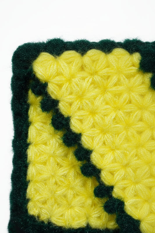HAND KNITTED PREMIUM YELLOW WITH GREEN BORDER COLOUR SHAWAL//FOR ALL SIZES GOPAL JI