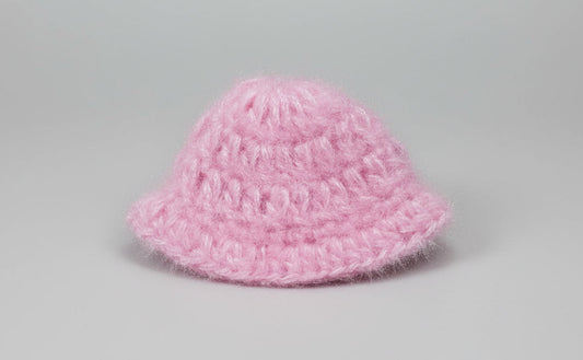 MEHROON POSHAK WITH LIGHT PINK FLOWER IN BORDER//HAND KNITTED WINTER POSHAK//WITH CAP