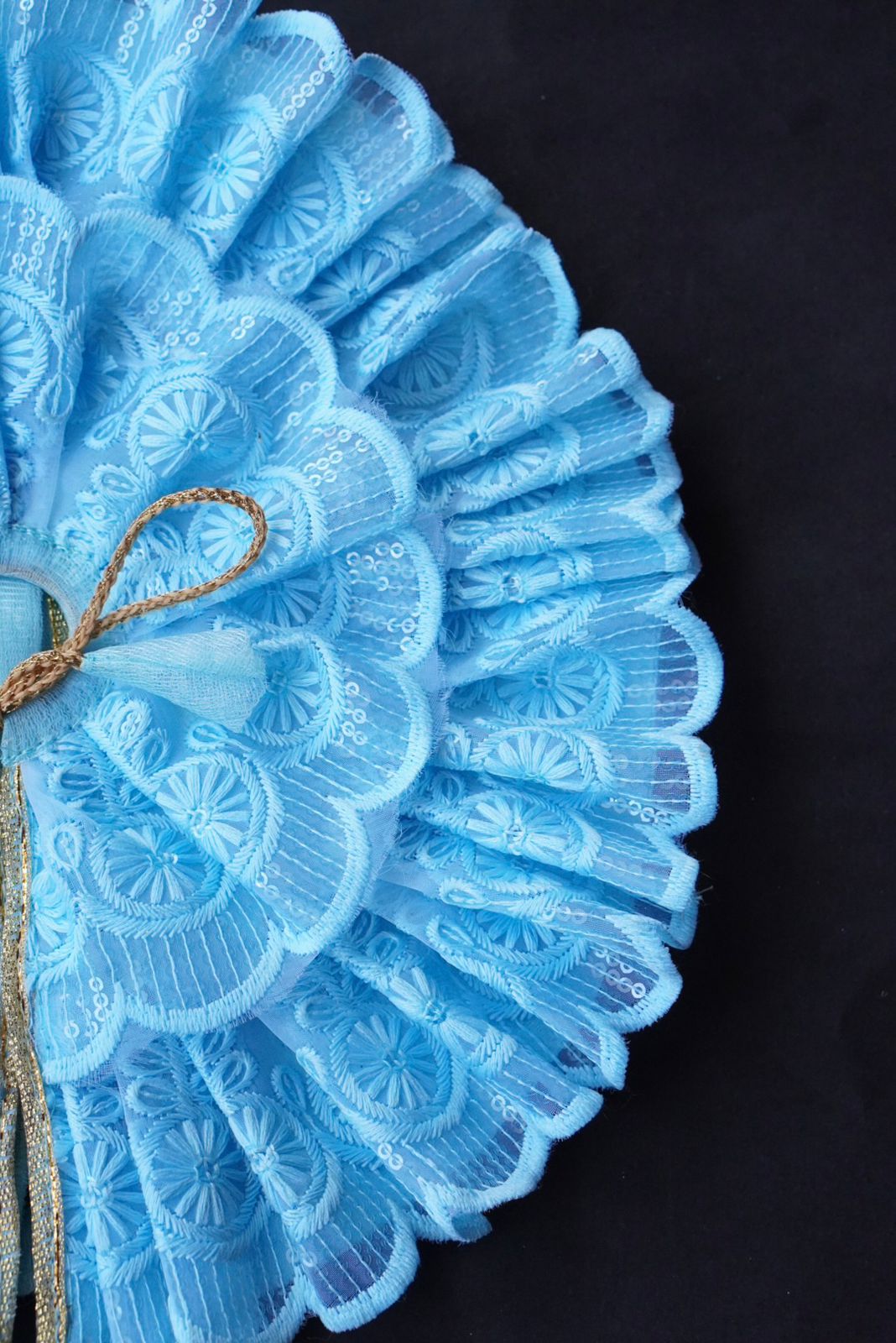 Laddu Gopal Poshak with Pagdi | Sky Blue Lace Frill Dress (Elegant & Comfortable)
