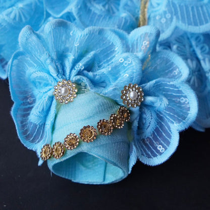 Laddu Gopal Poshak with Pagdi | Sky Blue Lace Frill Dress (Elegant & Comfortable)