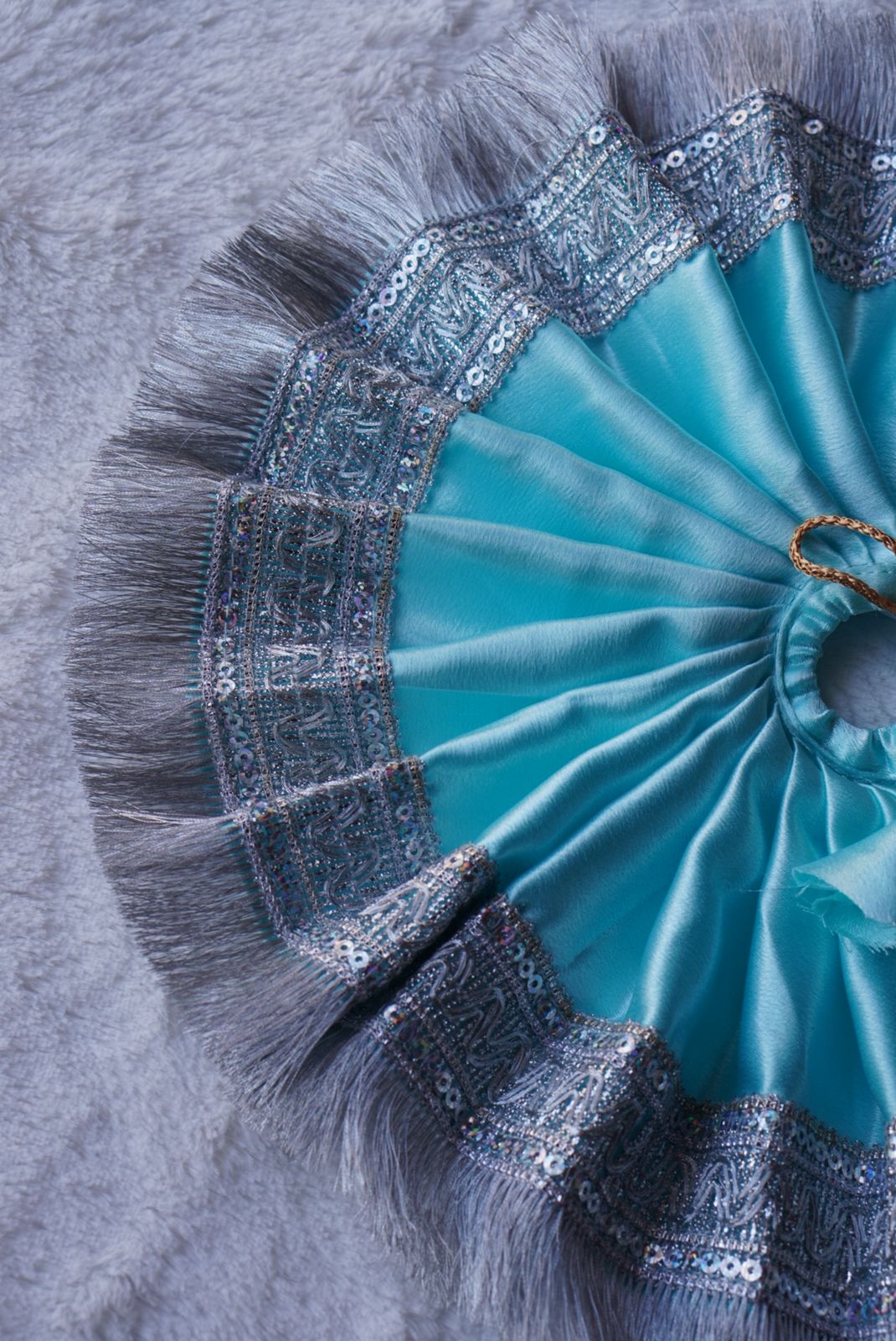 SKY BLUE SATIN BROAD SILVER LACE POSHAK// WITH PAGDI//100% WASHABLE POSHAK