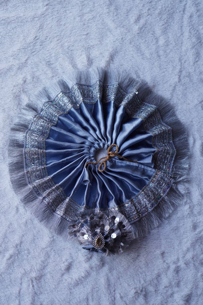 GREY SATIN BROAD SILVER LACE POSHAK // WITH PAGDI // 100% WASHABLE DRESSES