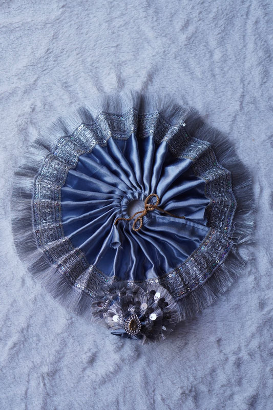 GREY SATIN BROAD SILVER LACE POSHAK // WITH PAGDI // 100% WASHABLE DRESSES