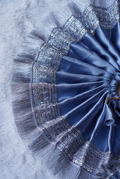 GREY SATIN BROAD SILVER LACE POSHAK // WITH PAGDI // 100% WASHABLE DRESSES