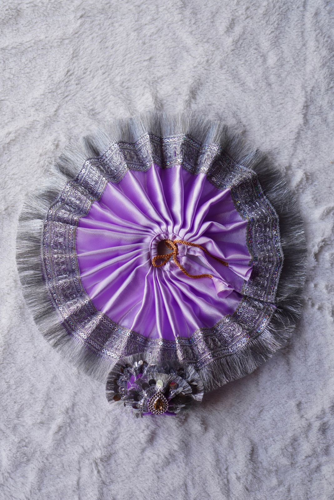 LAVENDER SATIN BROAD SILVER LACE POSHAK//WITH PAGDI//100% WASHABLE DRESS