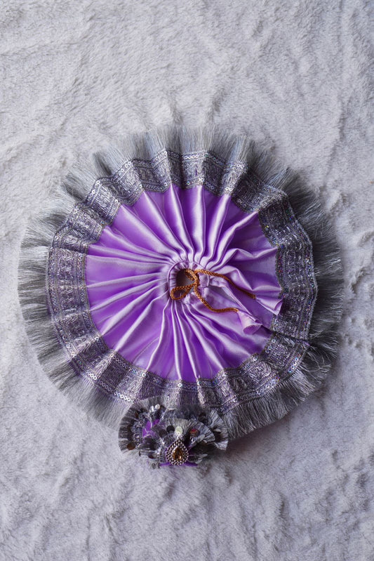 LAVENDER SATIN BROAD SILVER LACE POSHAK//WITH PAGDI//100% WASHABLE DRESS