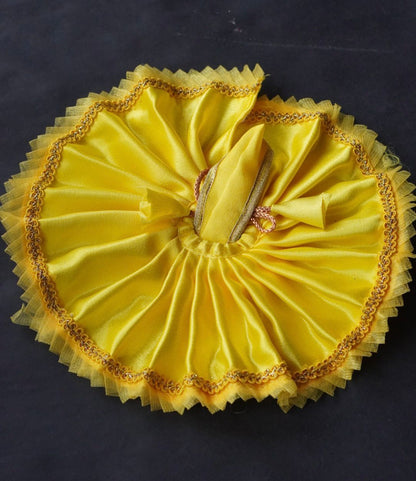 YELLOW SATIN WITH YELLOW NET LACE POSHAK//100% WASHABLE//WITHOUT PAGDI