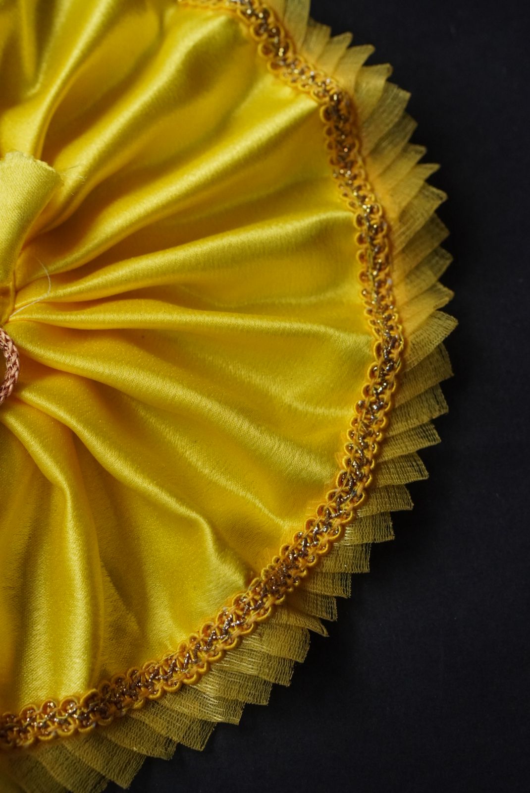 YELLOW SATIN WITH YELLOW NET LACE POSHAK//100% WASHABLE//WITHOUT PAGDI