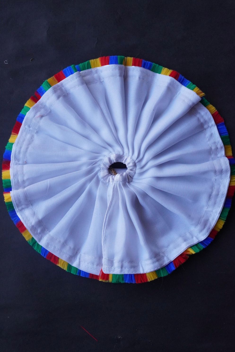 WHITE SATIN WITH MULTICOLOUR LACE//100% WASHABLE POSHAK//WITHOUTPAGDI