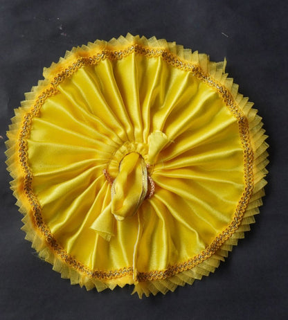 YELLOW SATIN WITH YELLOW NET LACE POSHAK//100% WASHABLE//WITHOUT PAGDI