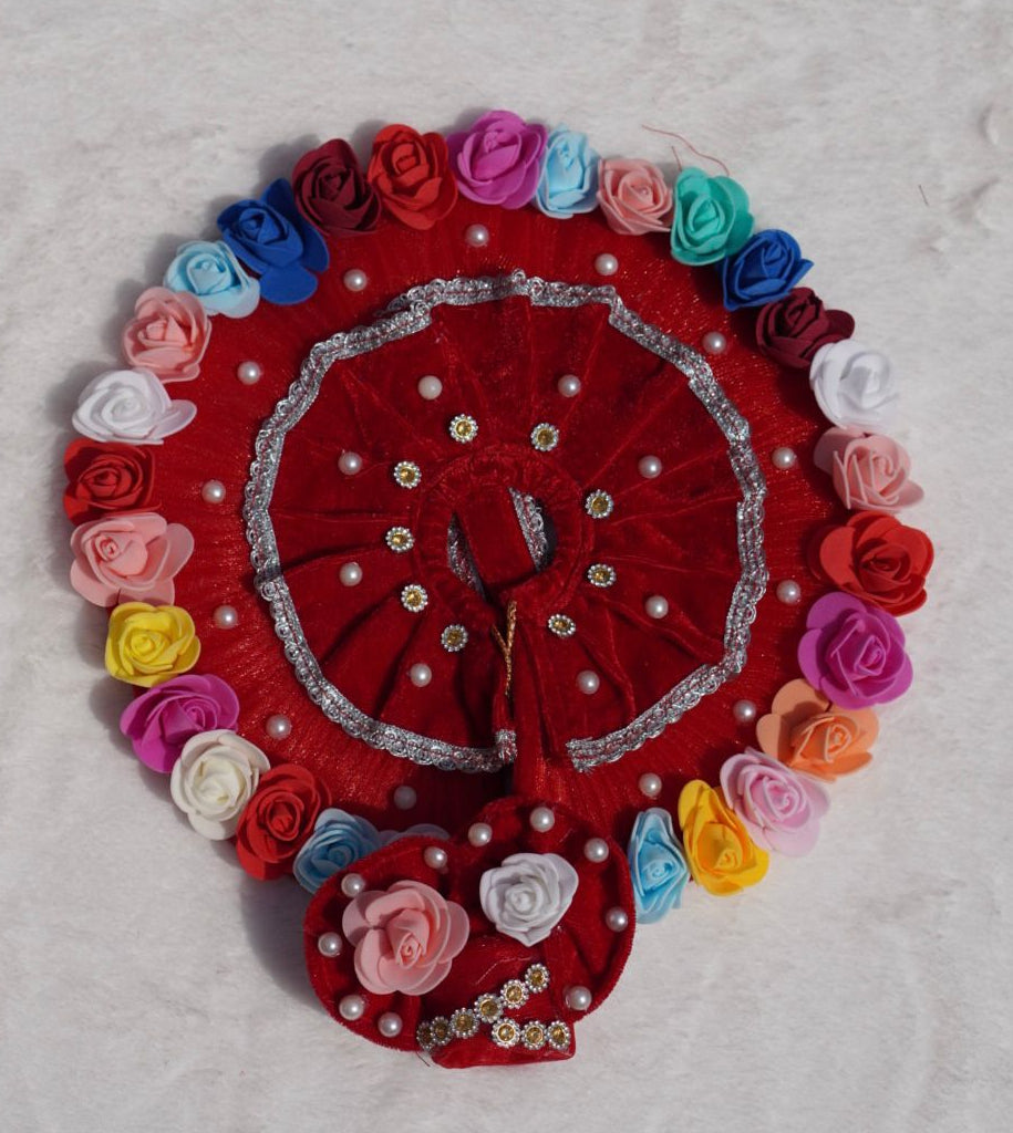 WINTER SPECIAL// RED VELVET WITH MULTICOLOUR FLOWERS HEAVY POSHAK // WITH PAGDI