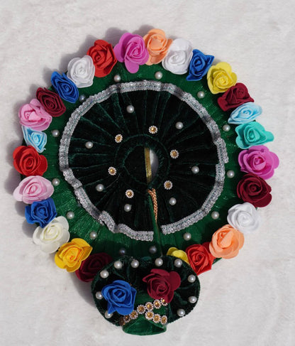 WINTER SPECIAL// DARK GREEN VELVET WITH MULTICOLOUR FLOWERS HEAVY POSHAK // WITH PAGDI
