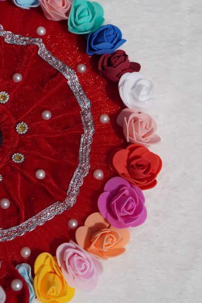 WINTER SPECIAL// RED VELVET WITH MULTICOLOUR FLOWERS HEAVY POSHAK // WITH PAGDI