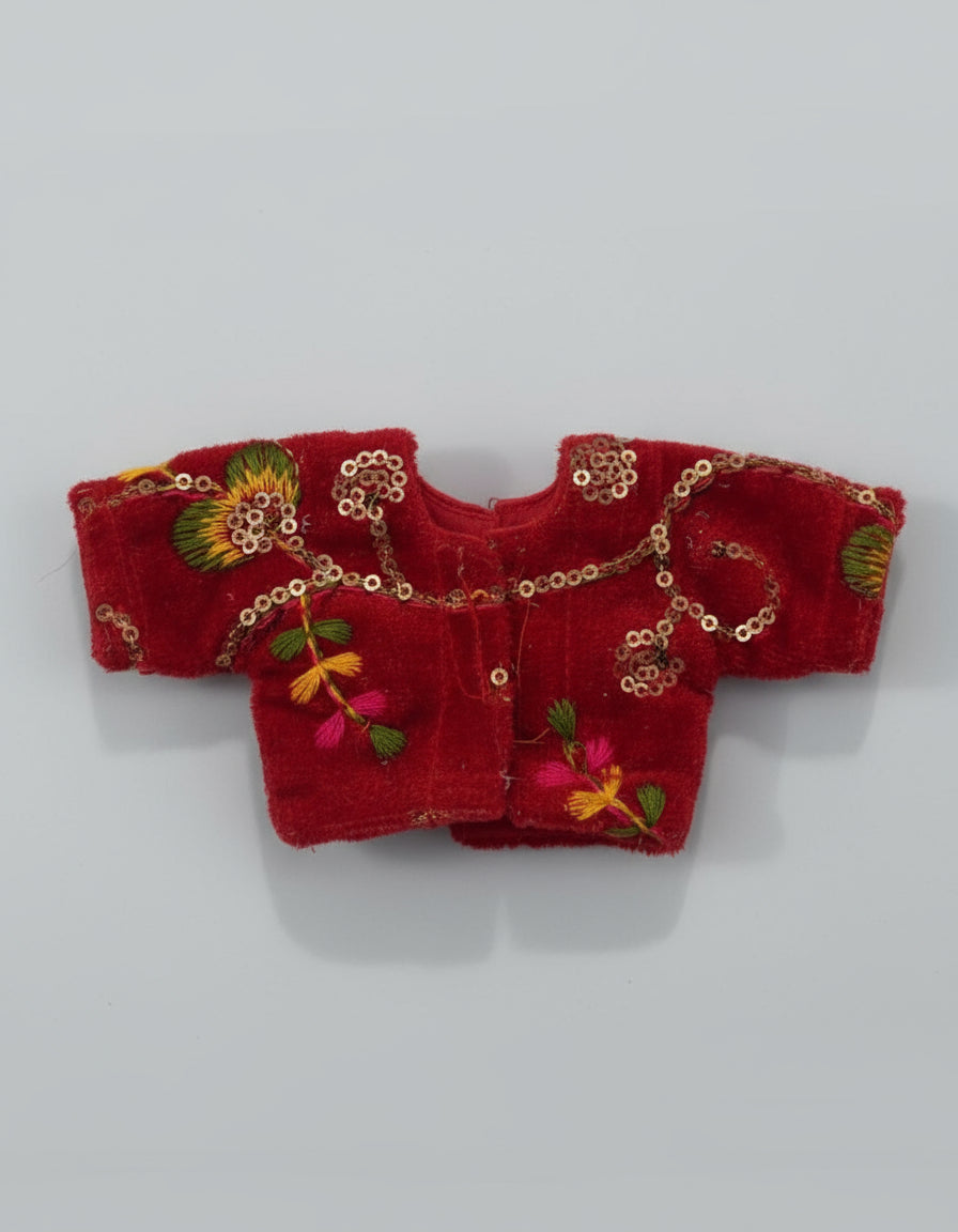 RED SILVER 100% WINTER VELVET POSHAK// WITH CAP // WITH FULL SLEVE KOTI OR JOINT KOTI