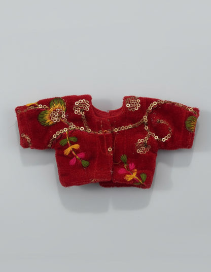 RED SILVER 100% WINTER VELVET POSHAK// WITH CAP // WITH FULL SLEVE KOTI OR JOINT KOTI