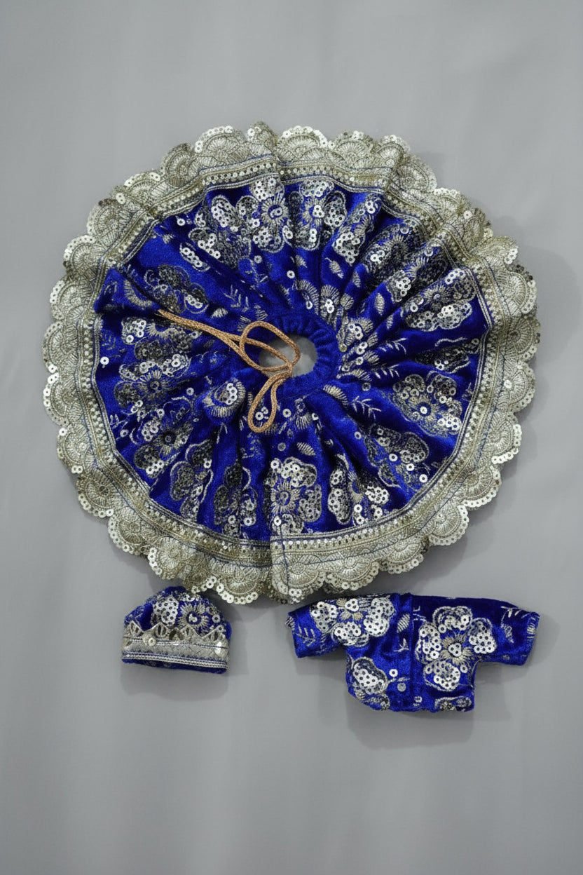 BLUE SILVER 100% WINTER VELVET POSHAK// WITH CAP // WITH FULL SLEVE KOTI OR JOINT KOTI