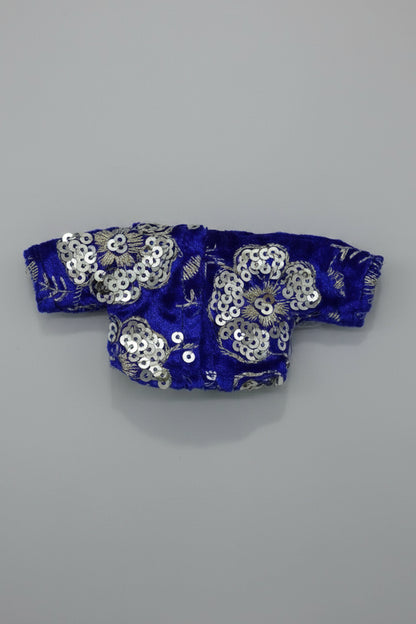 BLUE SILVER 100% WINTER VELVET POSHAK// WITH CAP // WITH FULL SLEVE KOTI OR JOINT KOTI