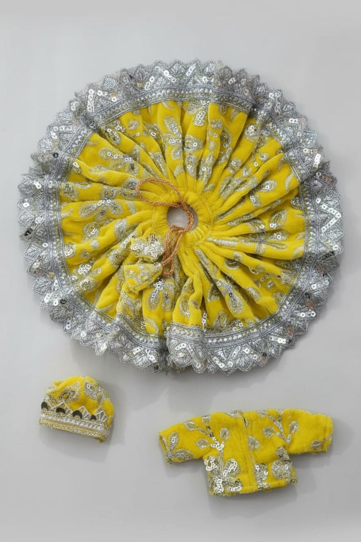YELLOW SILVER 100% WINTER VELVET POSHAK// WITH CAP // WITH FULL SLEVE KOTI OR JOINT KOTI