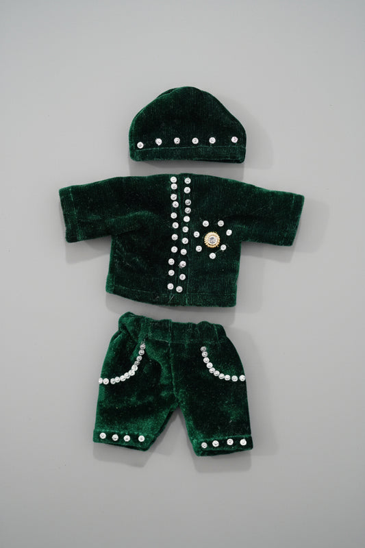 DARK GREEN SOFT VELVET // NIGHT DRESSES SET(CAP, KURTA & PAJAMA)// FOR LADDU GOPAL
