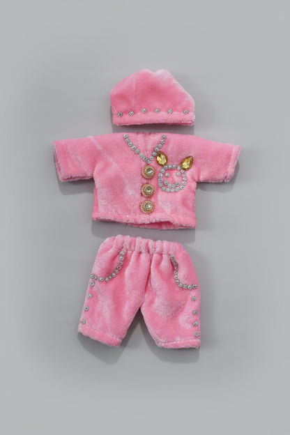 PINK SOFT VELVET // NIGHT DRESSES SET(CAP, KURTA & PAJAMA)// FOR LADDU GOPAL