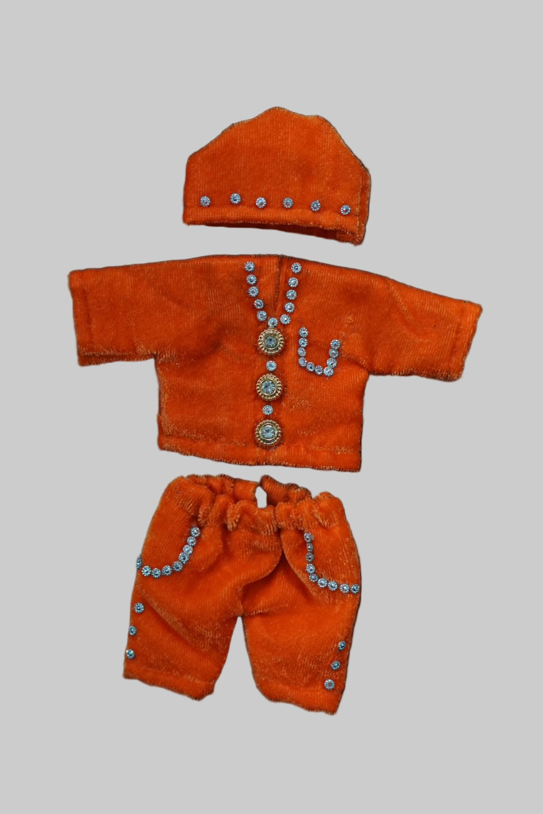 ORANGE SOFT VELVET // NIGHT DRESSES SET(CAP, KURTA & PAJAMA)// FOR LADDU GOPAL