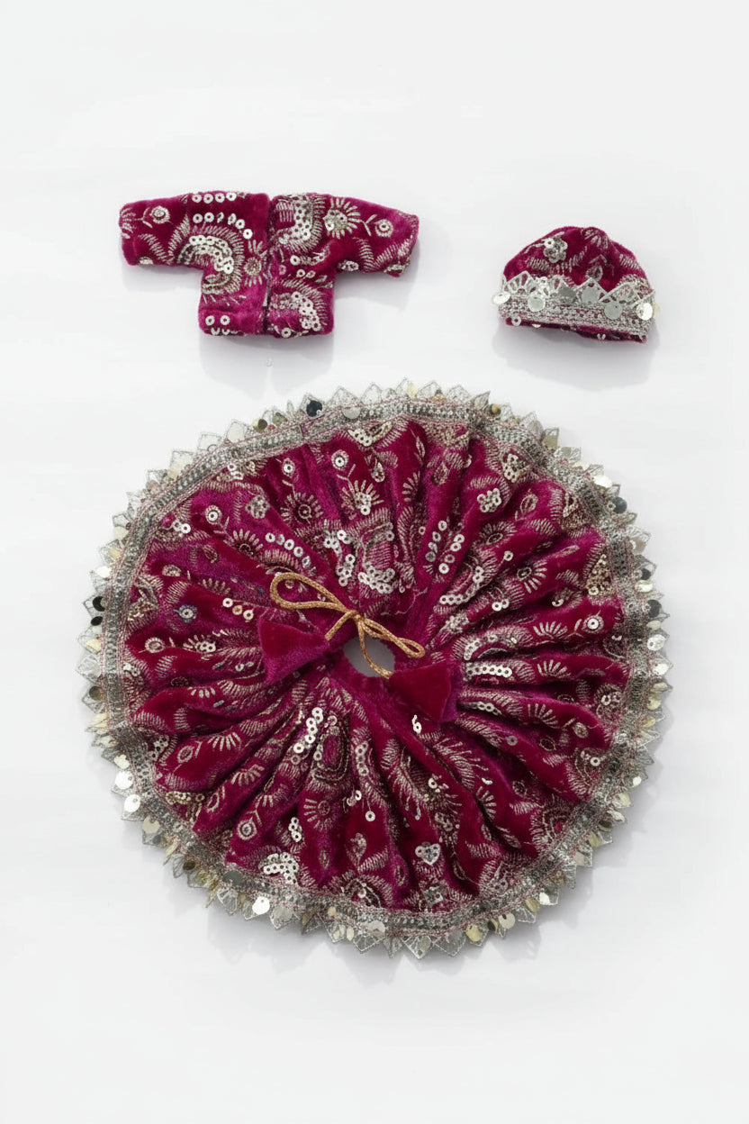 RICH MAROON EMBROIDERY//WINTER VELVET POSHAK// FULL SLEEVES WITH CAP