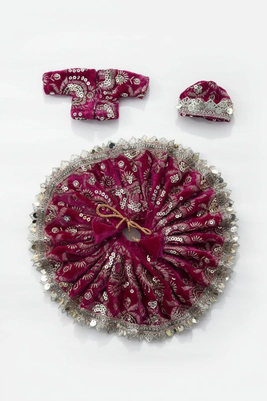 RICH MAROON EMBROIDERY//WINTER VELVET POSHAK// FULL SLEEVES WITH CAP