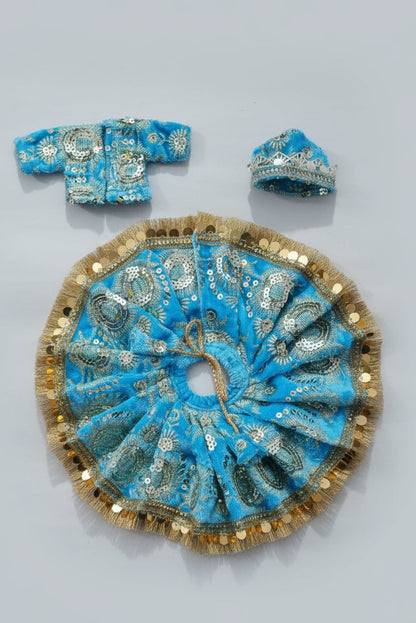 SKY BLUE EMBROIDERY//WINTER VELLVET POSHAK//FULL SLEEVES WITH CAP