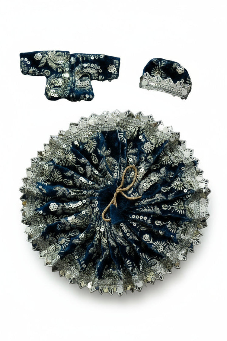 DARK NEAVY BLUE//EMBRIODERY//WINTER VELVET POSHAK//FULL SLEEVES