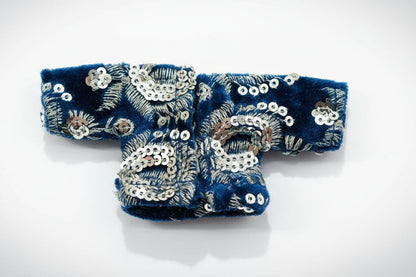 DARK NEAVY BLUE//EMBRIODERY//WINTER VELVET POSHAK//FULL SLEEVES