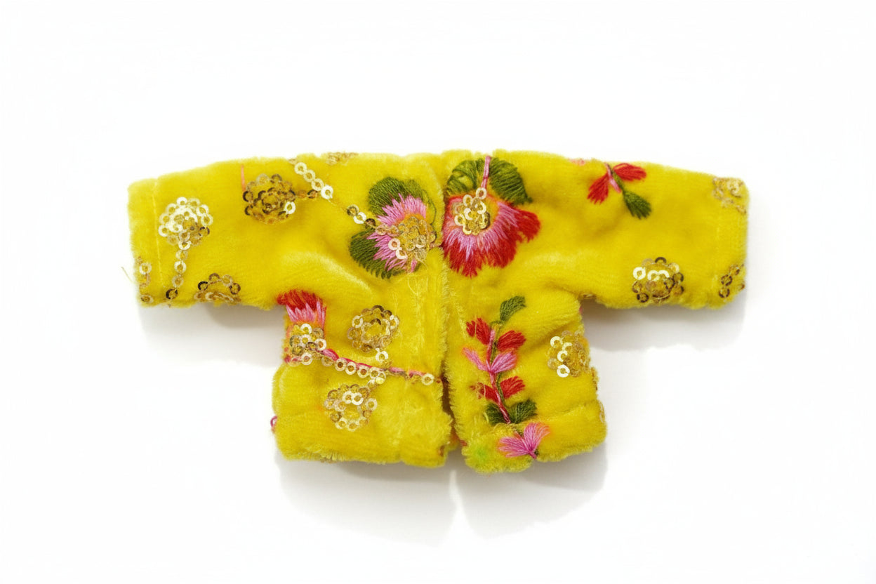 YELLOW WINTER VELVET//WITH FULL SLEEVE KOTI//WITH CAP//EASILY WASHABLE