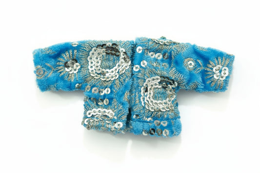 SKY BLUE EMBROIDERY//WINTER VELLVET POSHAK//FULL SLEEVES WITH CAP