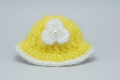 YELLOW KNITTED//WINTER WOOLEN POSHA//WITH CAP//POSHAK AND CAP WHITE BOUNDARY