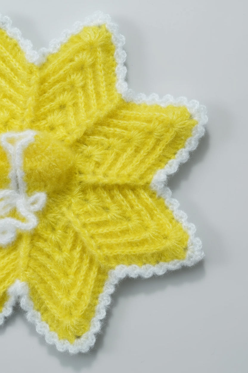 YELLOW KNITTED//WINTER WOOLEN POSHA//WITH CAP//POSHAK AND CAP WHITE BOUNDARY