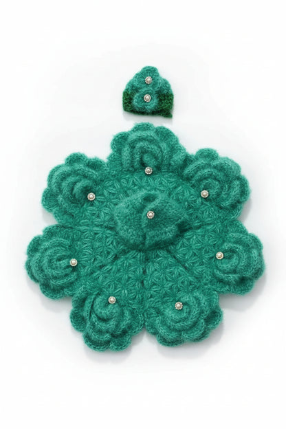 PREMIUM DARK GREEN KNITTED //WINTER WOOLEN POSHAK//WITH CAP