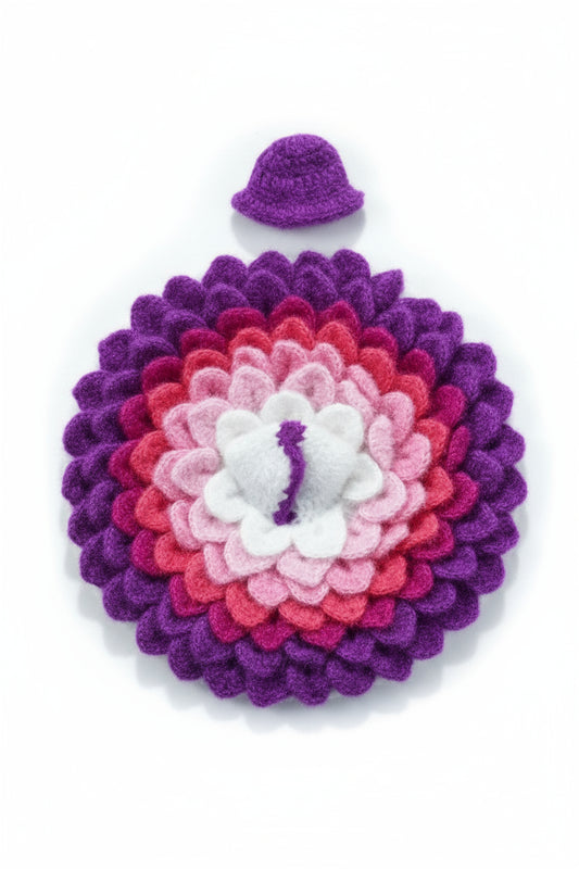 MULTI LEAVES WITH MULTI COLOURS KNITTED//WINTER WOOLEN POSHAK//WITH CAP