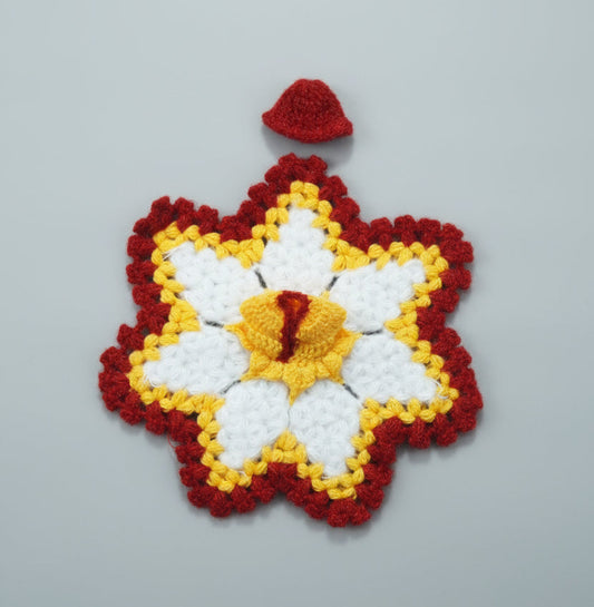 WHITE//YELLOW MAROON STAR KNITTED//WINTER WOOLEN POSHAK//WITH CAP