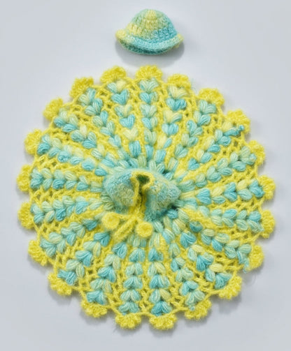 FIROZI MIX WITH YELLOW KNITTED//WINTER WOOLEN POSHAK//WITH CAP