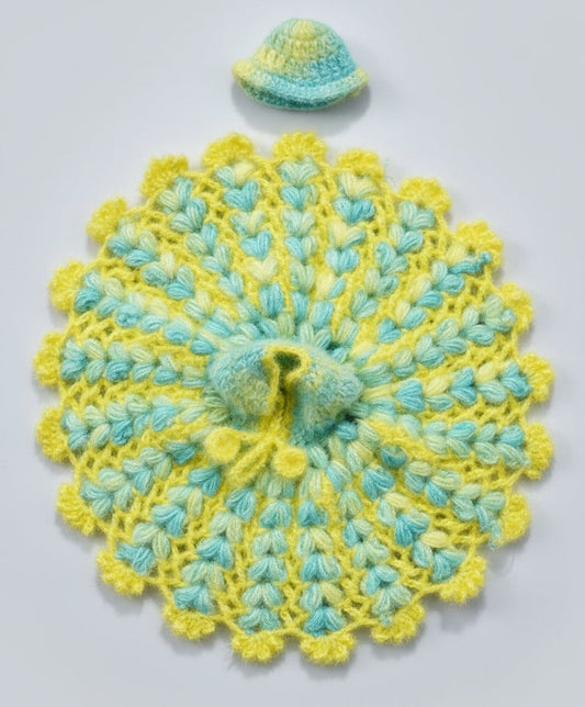 FIROZI MIX WITH YELLOW KNITTED//WINTER WOOLEN POSHAK//WITH CAP