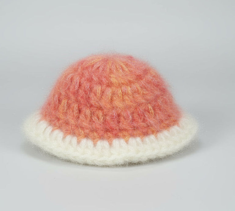 ORANGE WITH CREAM WOOLEN  KNITTED//WINTER WOOLEN POSHAK//WITH CAP