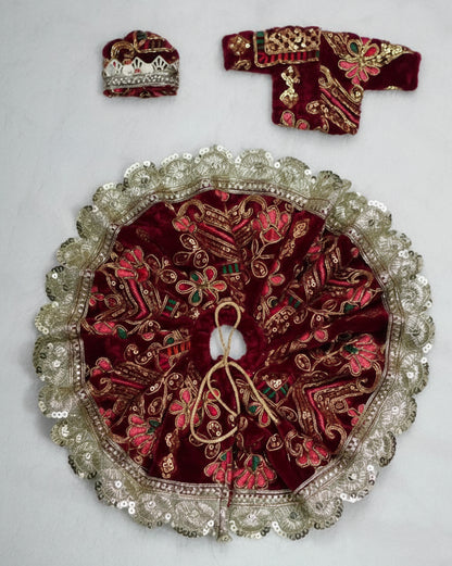 DARK MARROON EMBROIDARY//WINTER VELVET POSHAK//FULL SLEEVES WITH CAP//EASLY WASHABLE