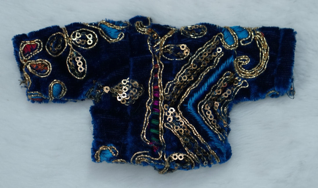 DARK BLUE EMBROIDARY//WINTER VELVET POSHAK//FULL SLEEVES WITH CAP//EASLY WASHABLE