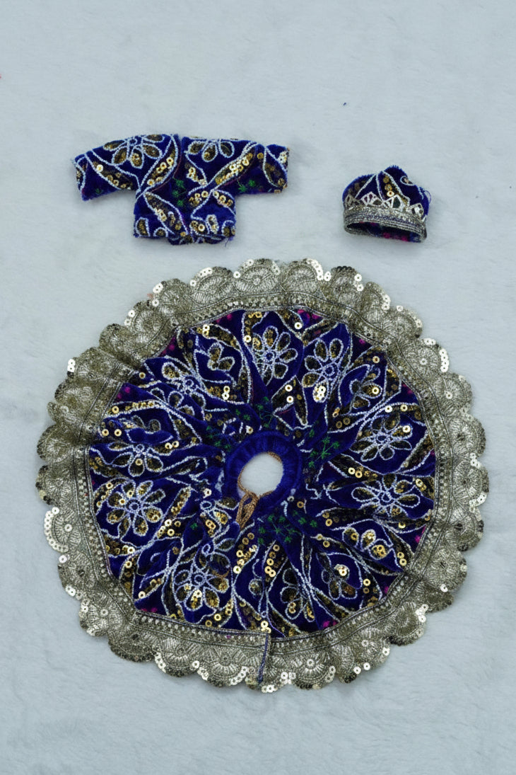 DARK BLUE EMBROIDARY//WINTER VELVET POSHAK//FULL SLEEVES WITH CAP//EASILY WASHABLE